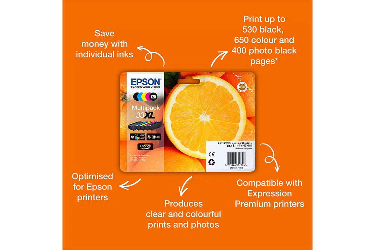 Epson 33 Oranges Claria Premium Ink Cartridge | Multipack | 5 Colours-5