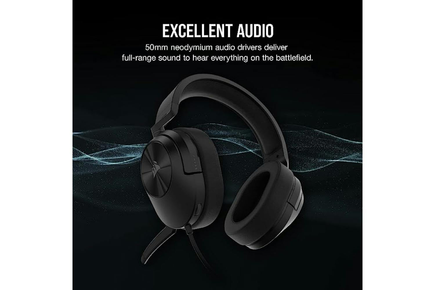 Corsair HS55 Stereo Wired Gaming Headset | Carbon-3