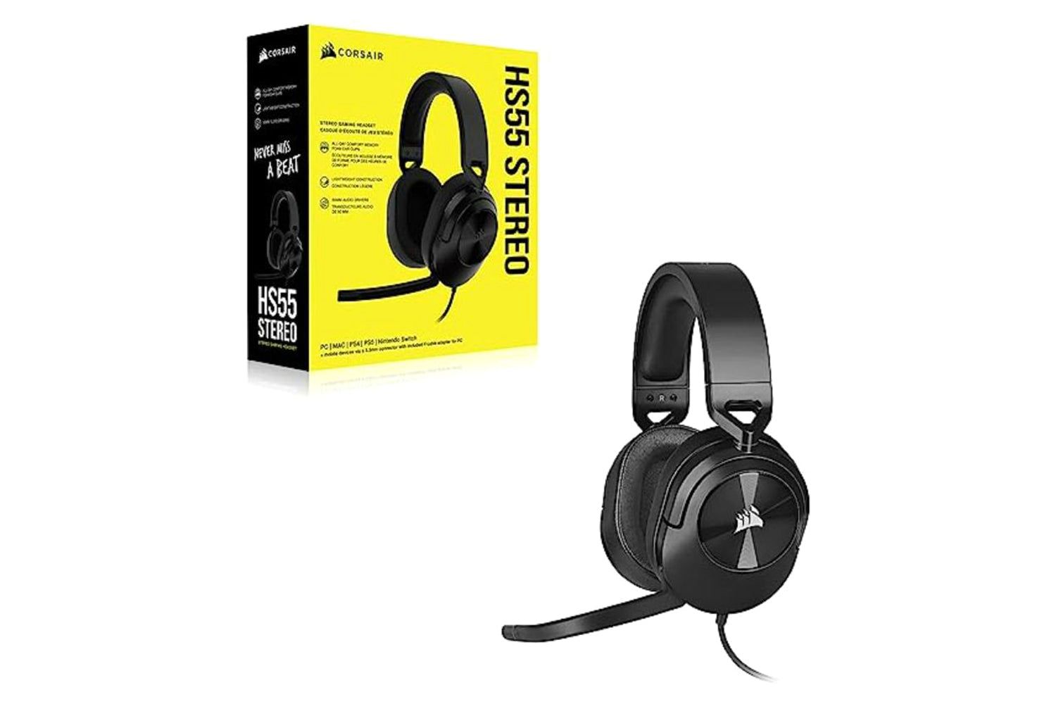 Corsair HS55 Stereo Wired Gaming Headset | Carbon-7