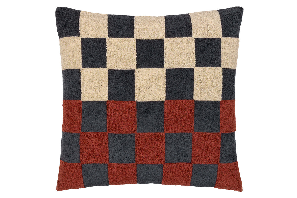 Tilo Checker Cushion | Dark Blue/Cinnamon | 50 x 50 cm