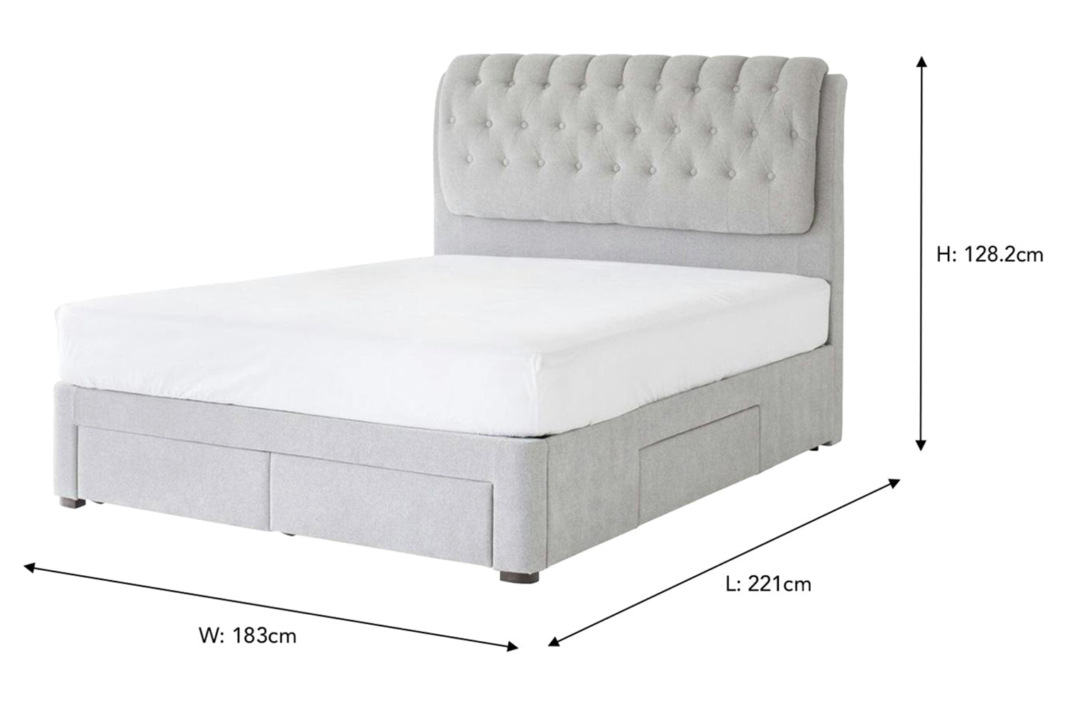Duval Regency Bed Frame with 4 Drawers | Super King | 6ft | Oyster-3