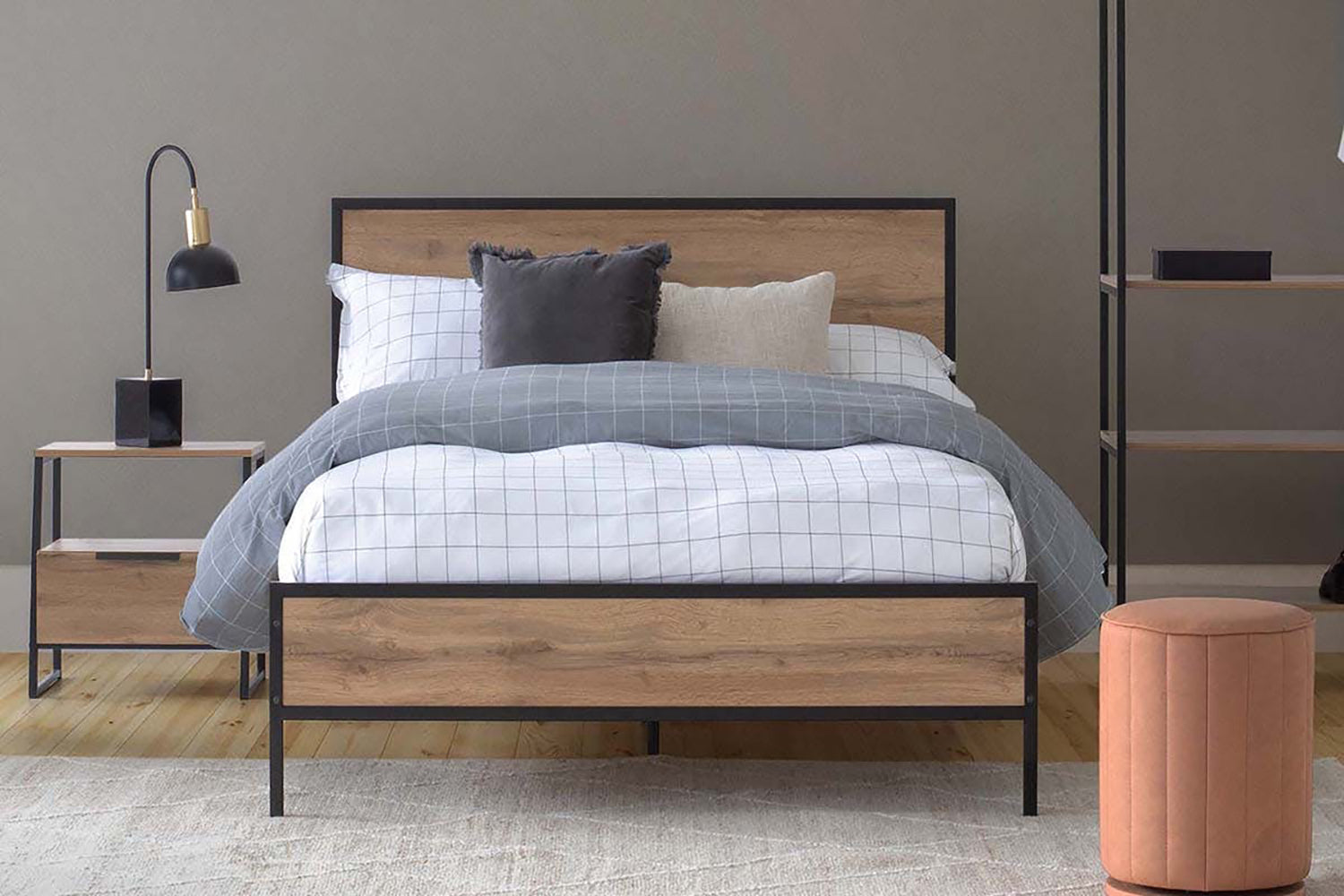 Zion Bed Frame | Double | 4ft6 | Oak Effect