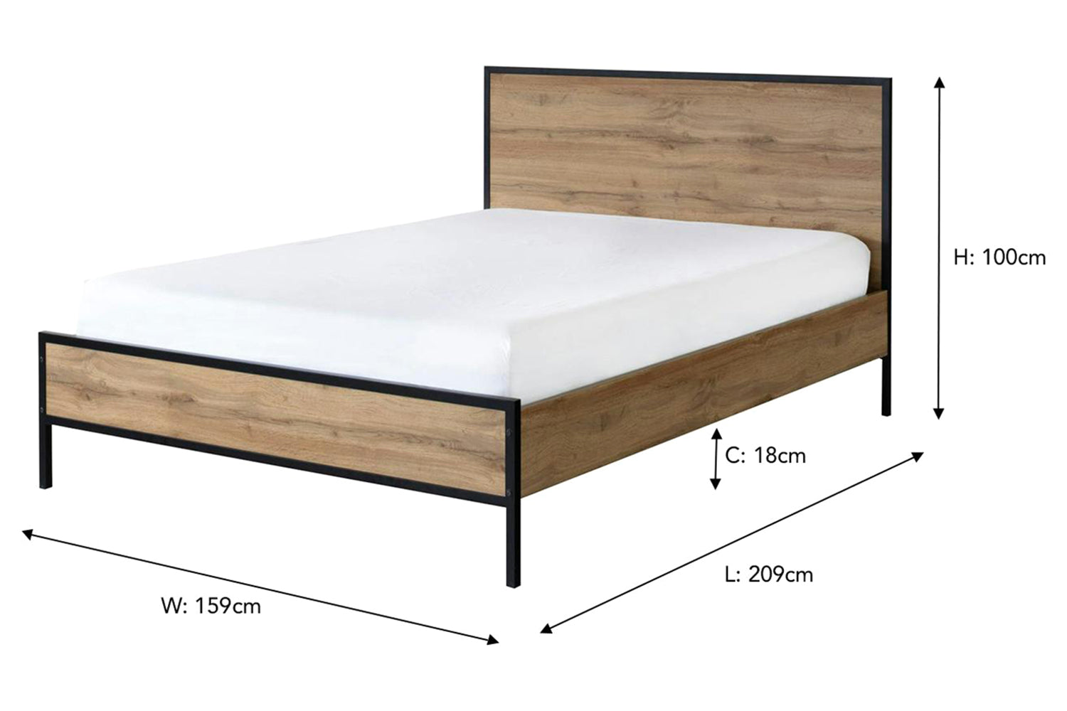 Zion Bed Frame | King | 5ft | Oak Effect-3