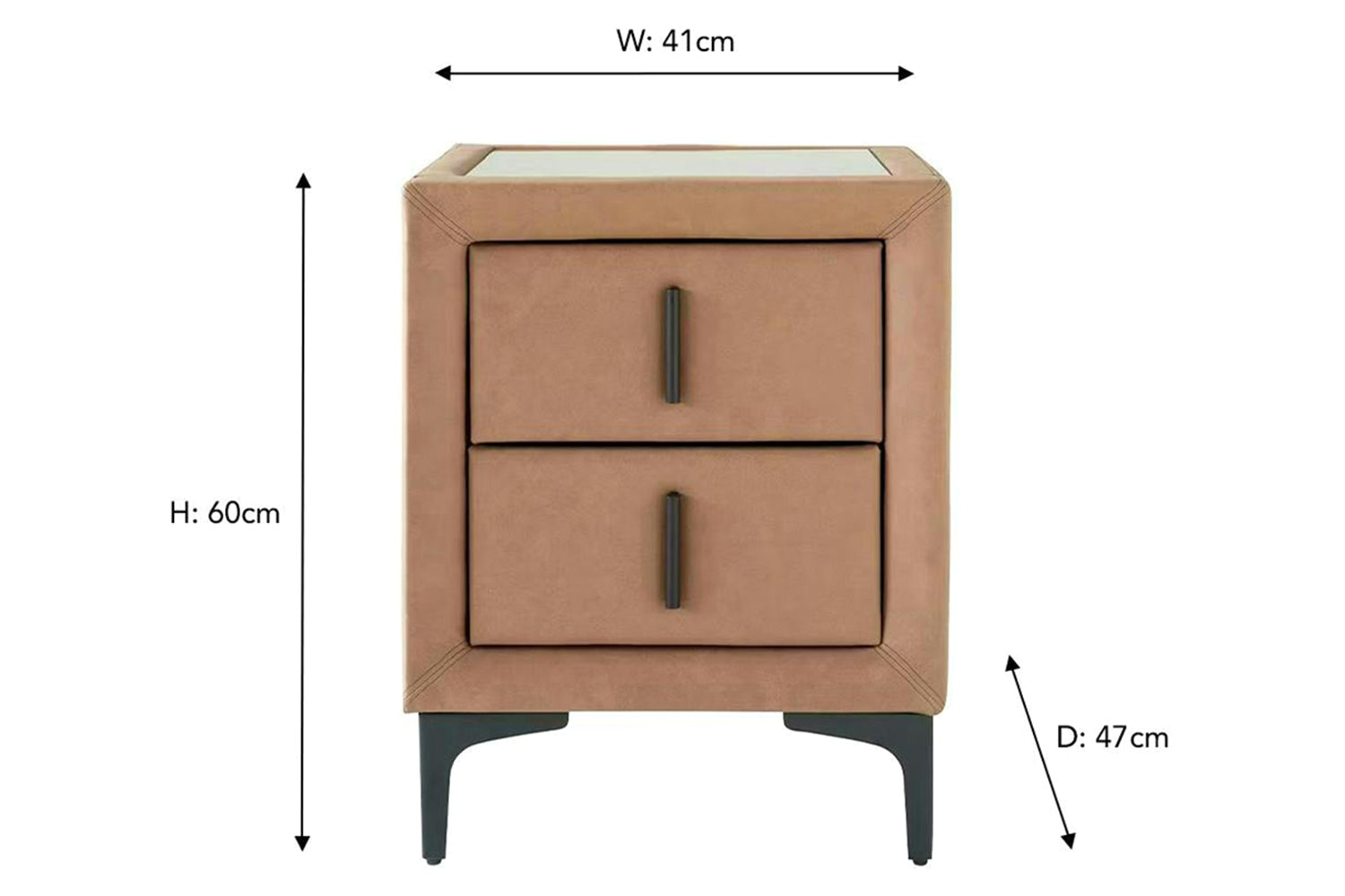 Lewis Bedside Locker | Vegan Leather | 2 Drawer | Tan-4