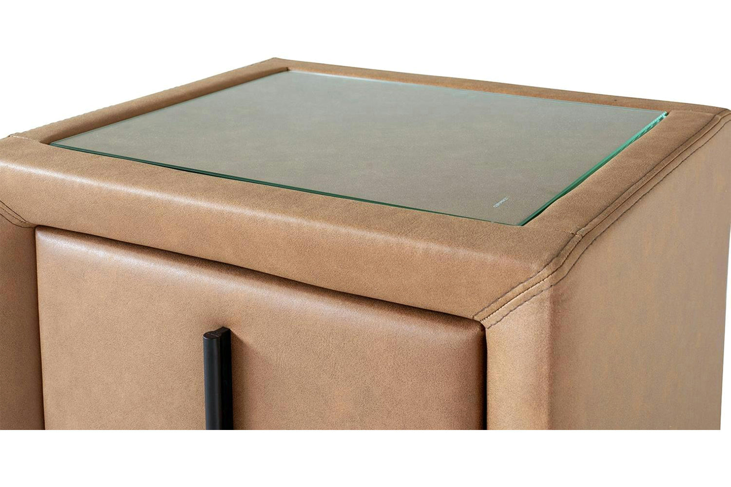 Lewis Bedside Locker | Vegan Leather | 2 Drawer | Tan-6