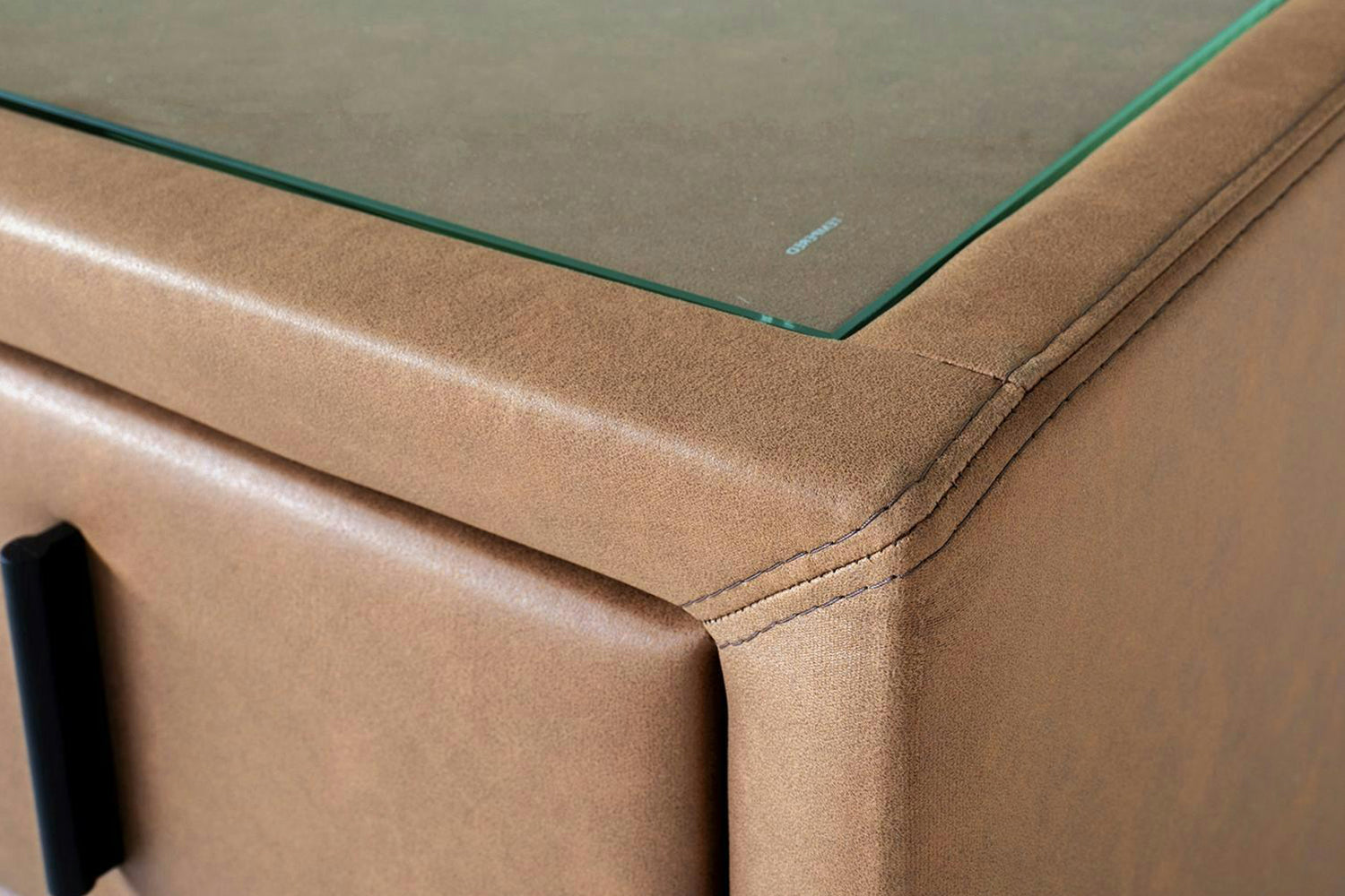 Lewis Bedside Locker | Vegan Leather | 2 Drawer | Tan-7
