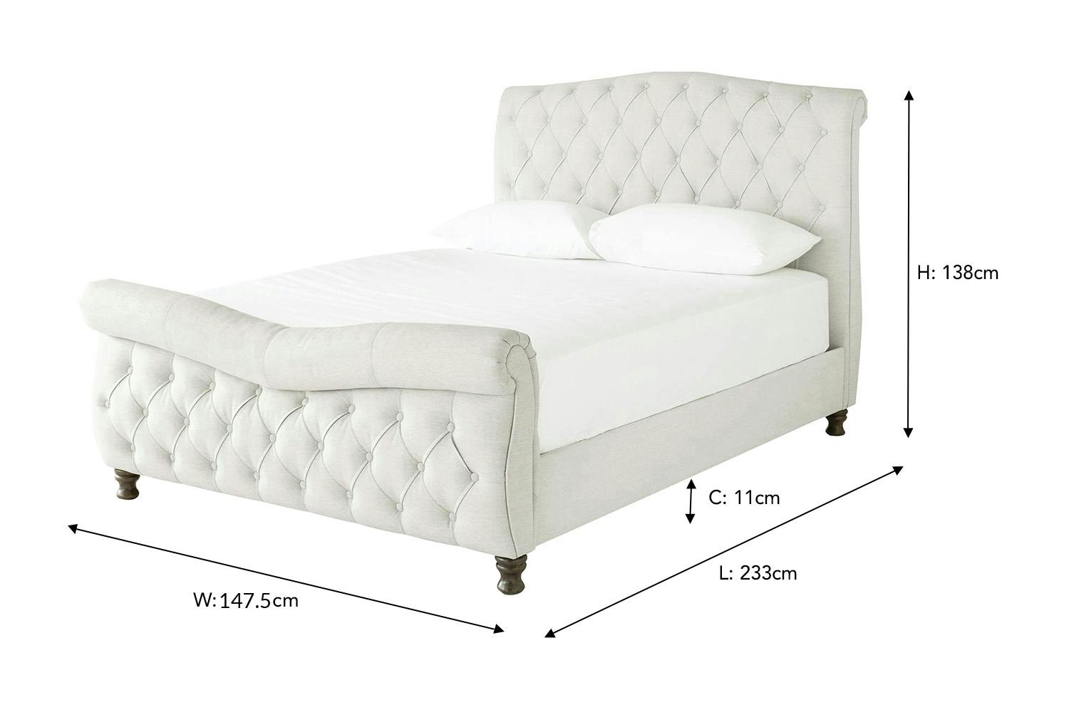 Shelbourne Bed Frame | Double | 4ft6 | Oat-3
