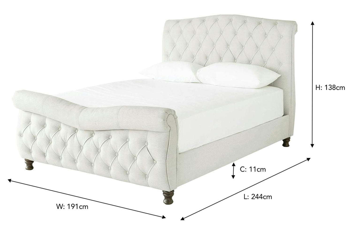 Shelbourne Bed Frame | Super King | 6ft | Oat-3