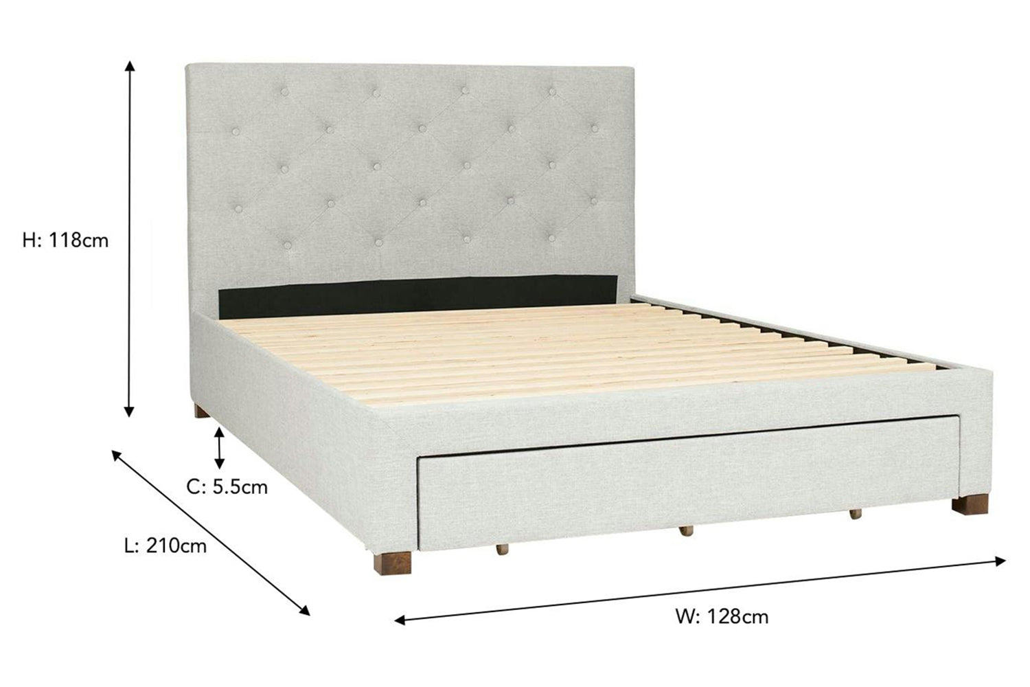 Brandon Bed Frame | Small Double | 4ft | Grey-3