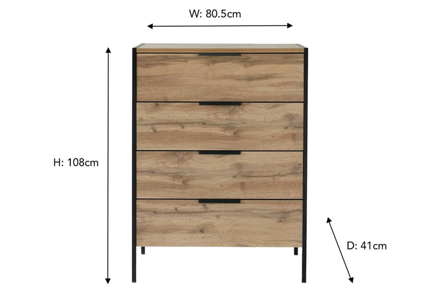 Zion Chest Of Drawer | 4 Drawer | Oak Effect-3