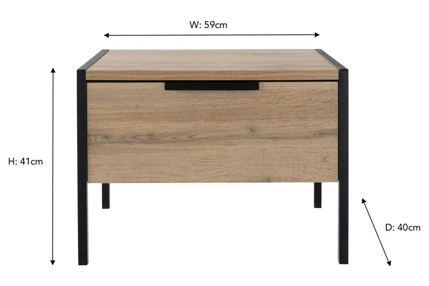 Zion Bedside Table | 1 Drawer | Oak Effect-3