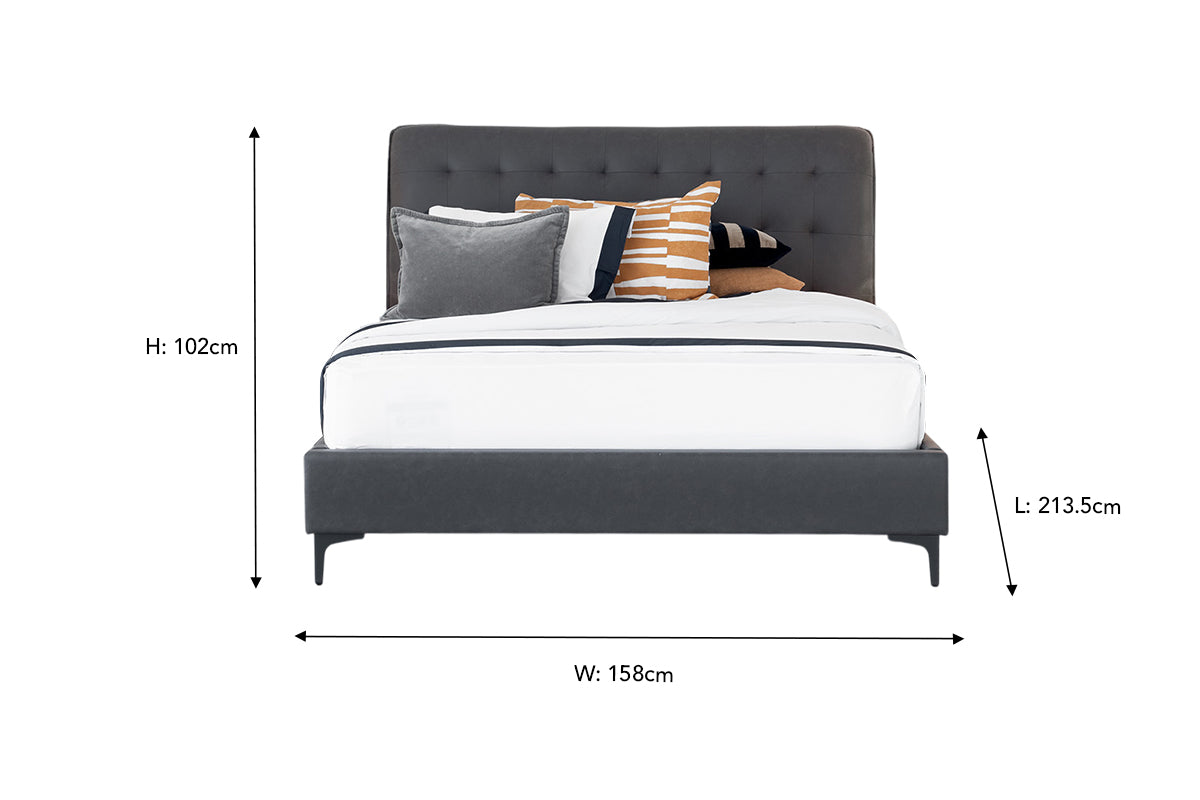 Lewis Bed Frame | Vegan Leather | Double | 4ft6 | Black-3