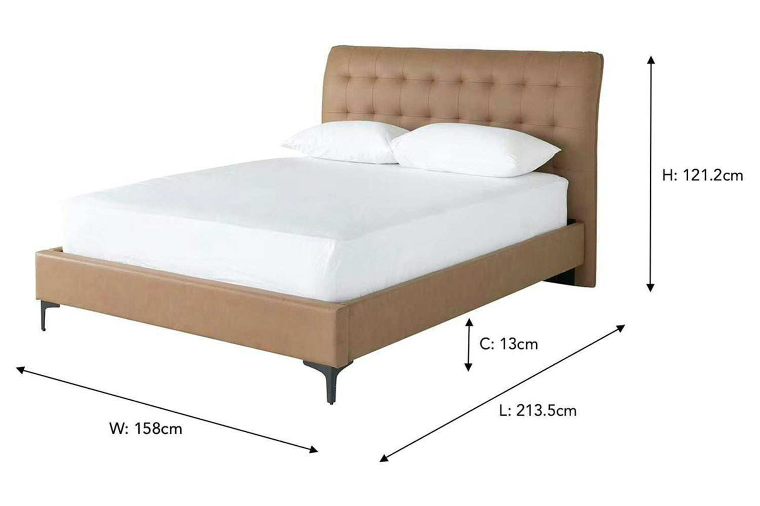 Lewis Bed Frame | Vegan Leather | Double | 4ft6 | Tan-3