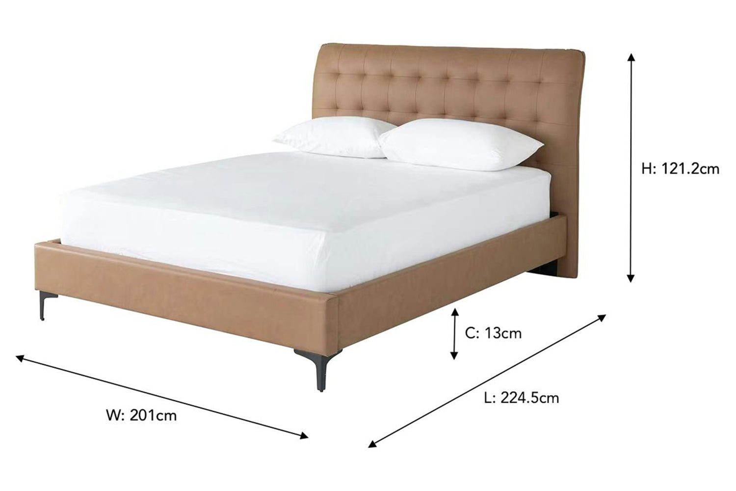 Lewis Bed Frame | Vegan Leather | Super King | 6ft | Tan-3