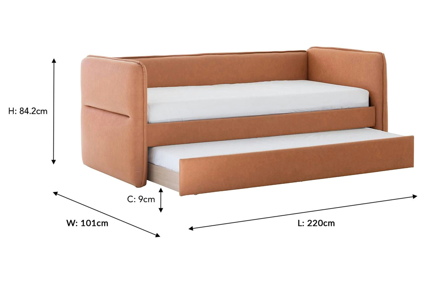 Kale Day Bed | Single | 3ft | Cognac-3