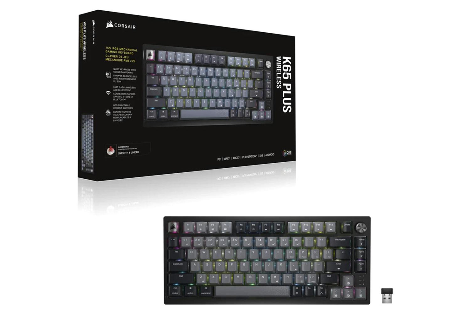 Corsair K65 PLUS Wireless 75% RGB Mechanical Gaming Keyboard | Midnight Gray-13