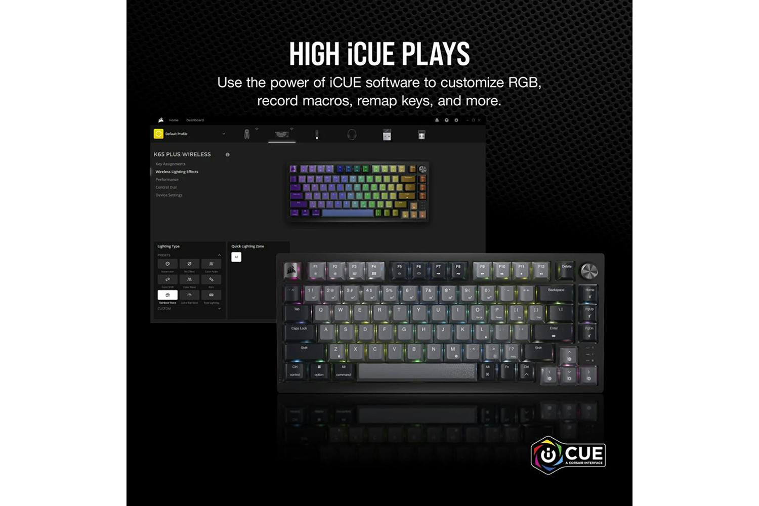 Corsair K65 PLUS Wireless 75% RGB Mechanical Gaming Keyboard | Midnight Gray-7