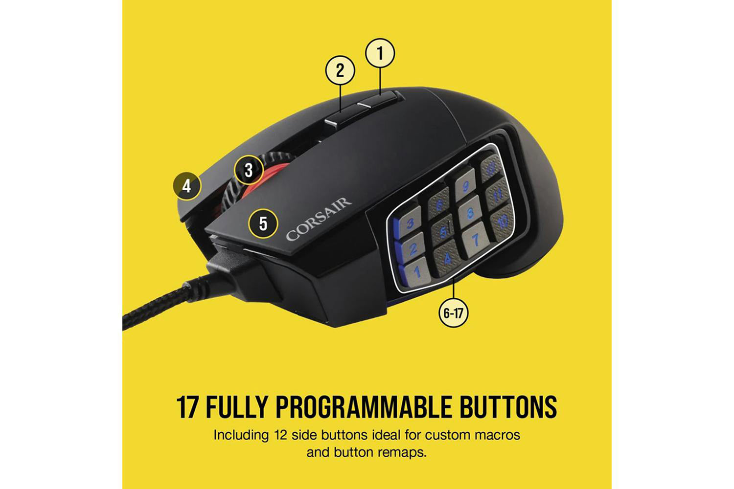 Corsair Scimitar RGB Elite Optical MOBA/MMO Gaming Mouse | Black-3
