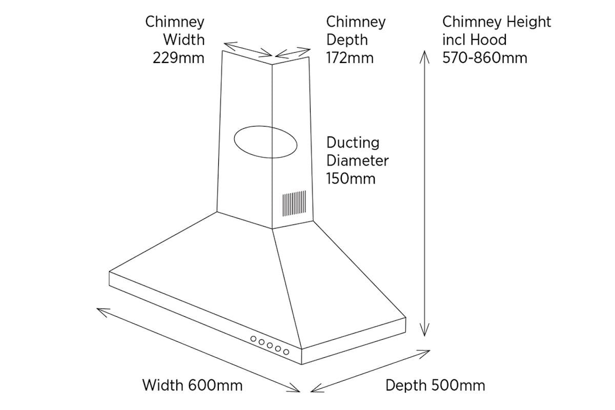 Belling 60cm Chimney Hood | CHIM600RBLK-2