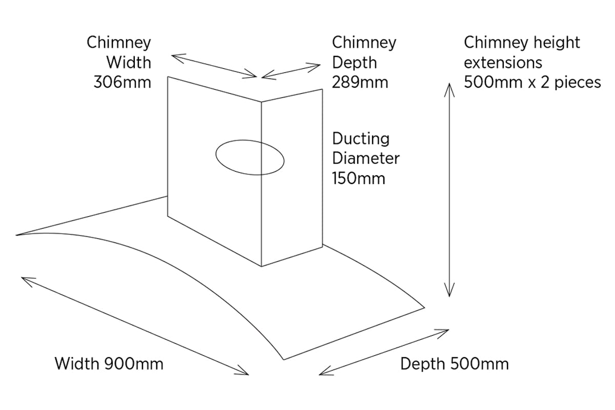 Belling 90cm Curved Glass Chimney Hood | CHIM904GBLK-2