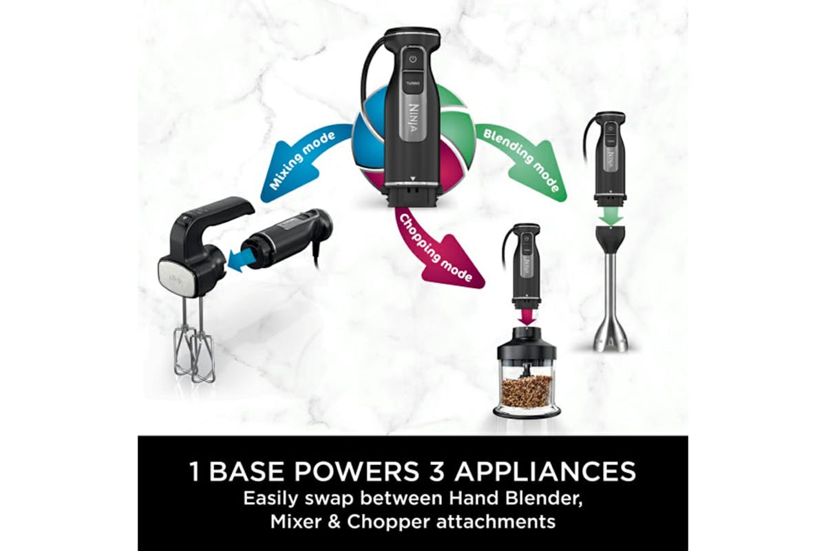Ninja 3-in-1 Hand Blender with Mixer & Chopper | CI100UK | Black-3