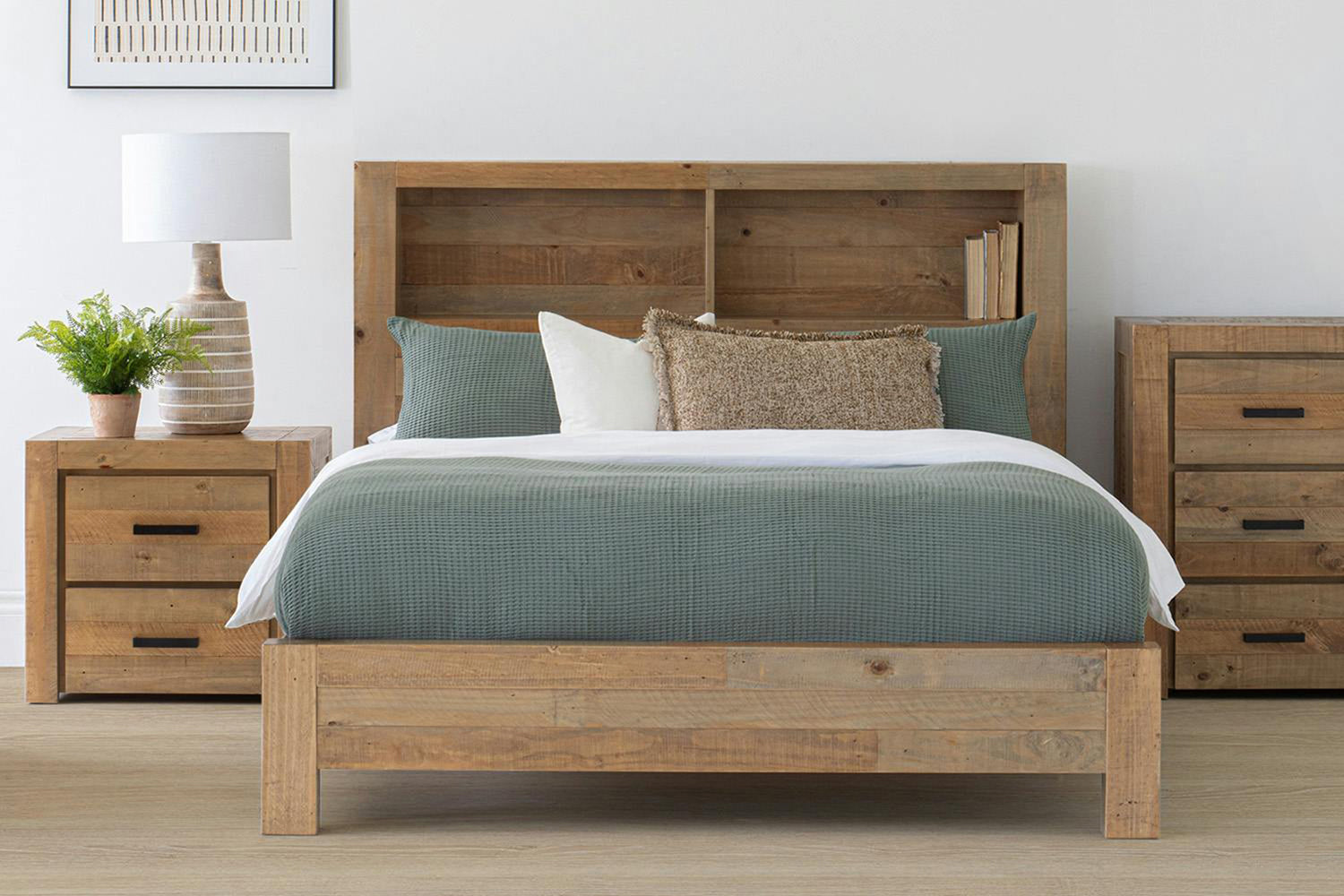 Coolmore Storage Headboard Bed Frame | Super King | 6ft | Natural