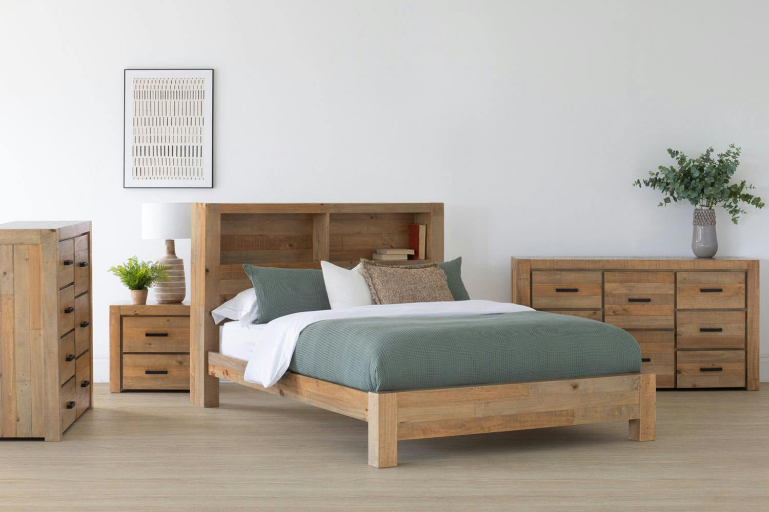 Coolmore Storage Headboard Bed Frame | Super King | 6ft | Natural-8