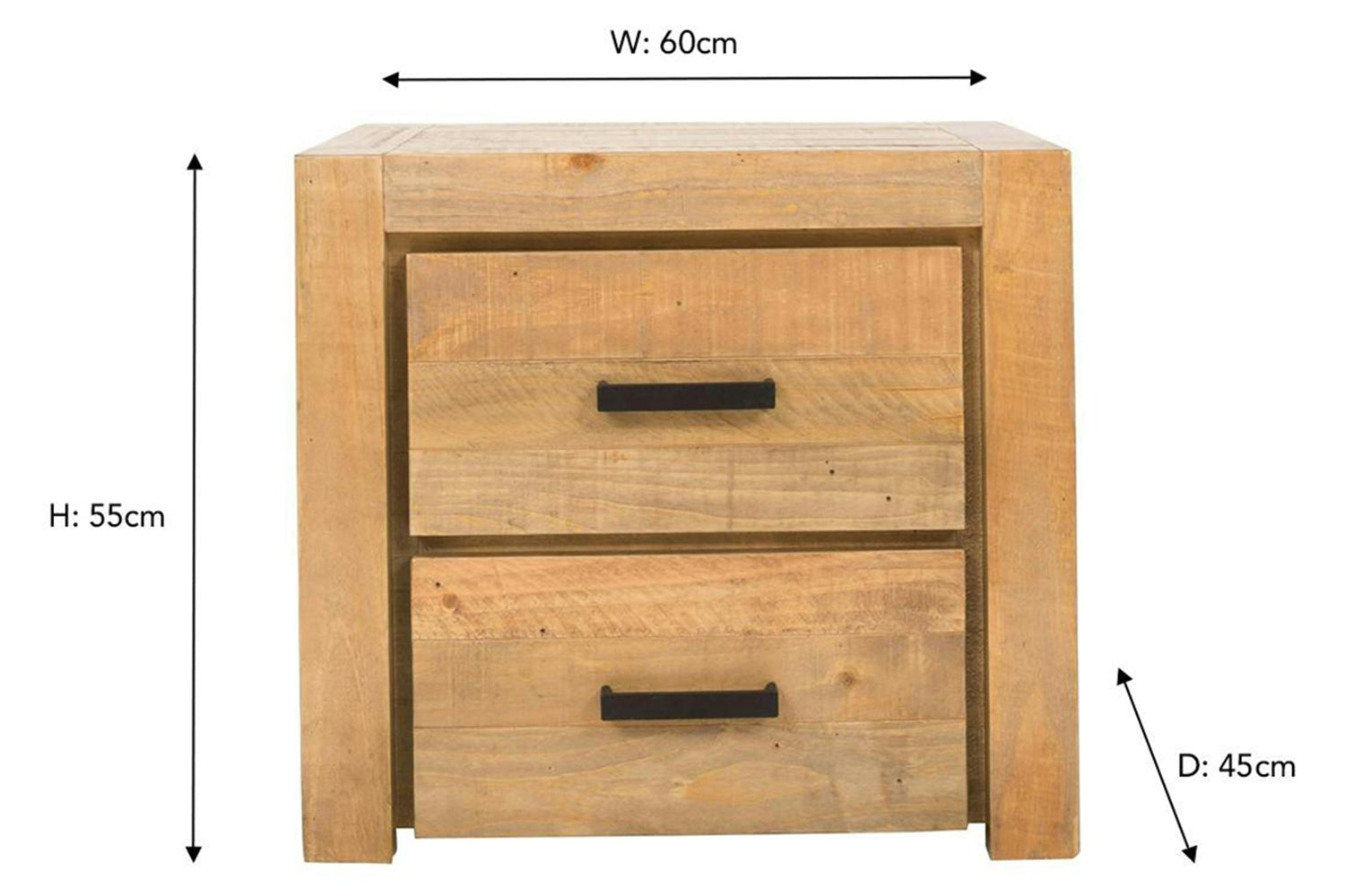 Coolmore Bedside Locker | 2 Drawer | Natural-3
