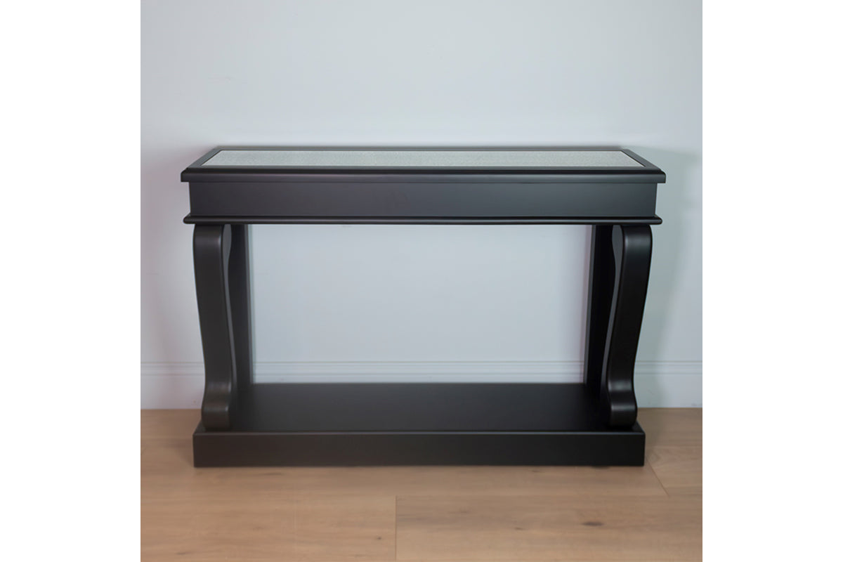 Scroll Console Table with Antique Mirror | 120cm | Black-8