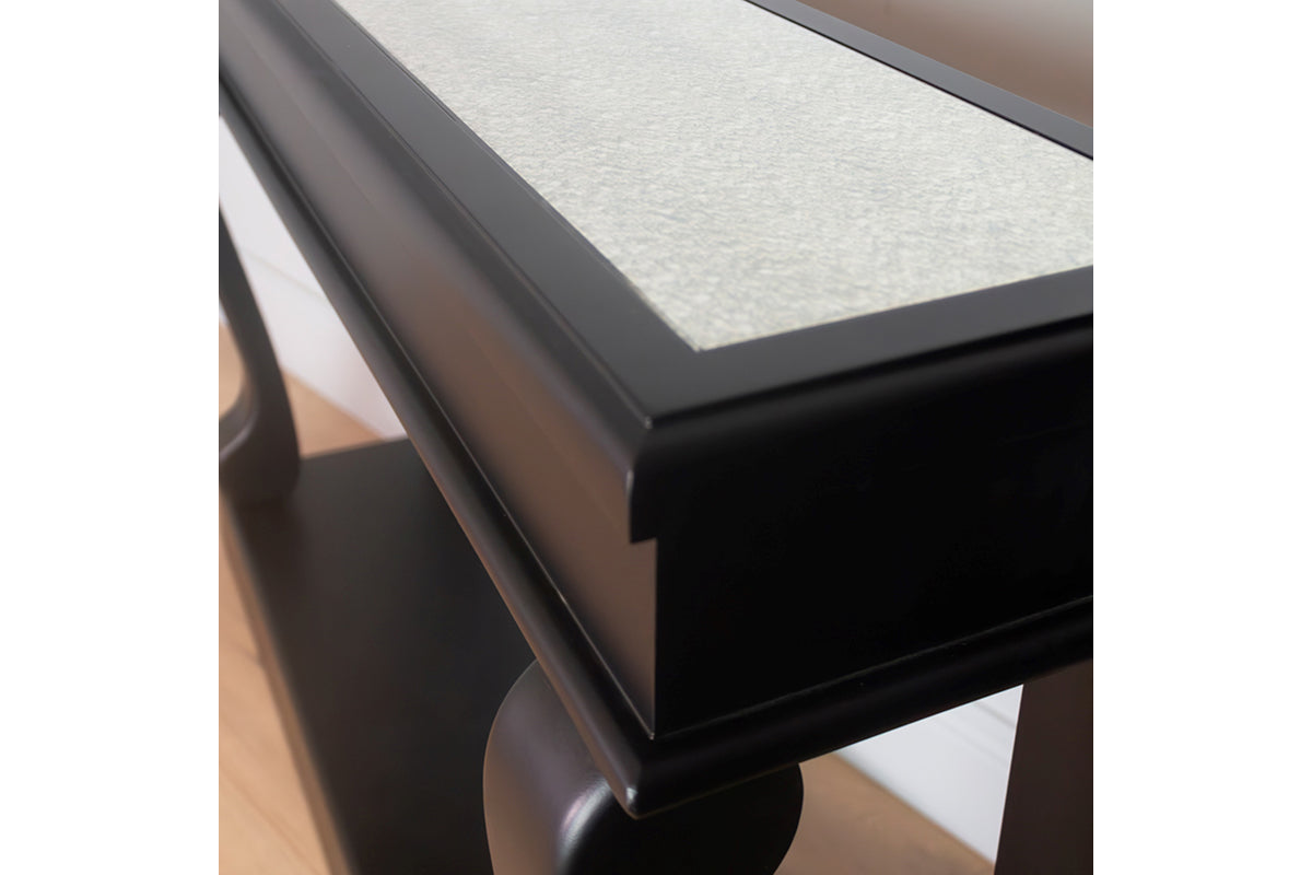 Scroll Console Table with Antique Mirror | 120cm | Black-4