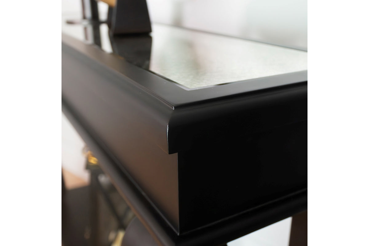 Scroll Console Table with Antique Mirror | 120cm | Black-5