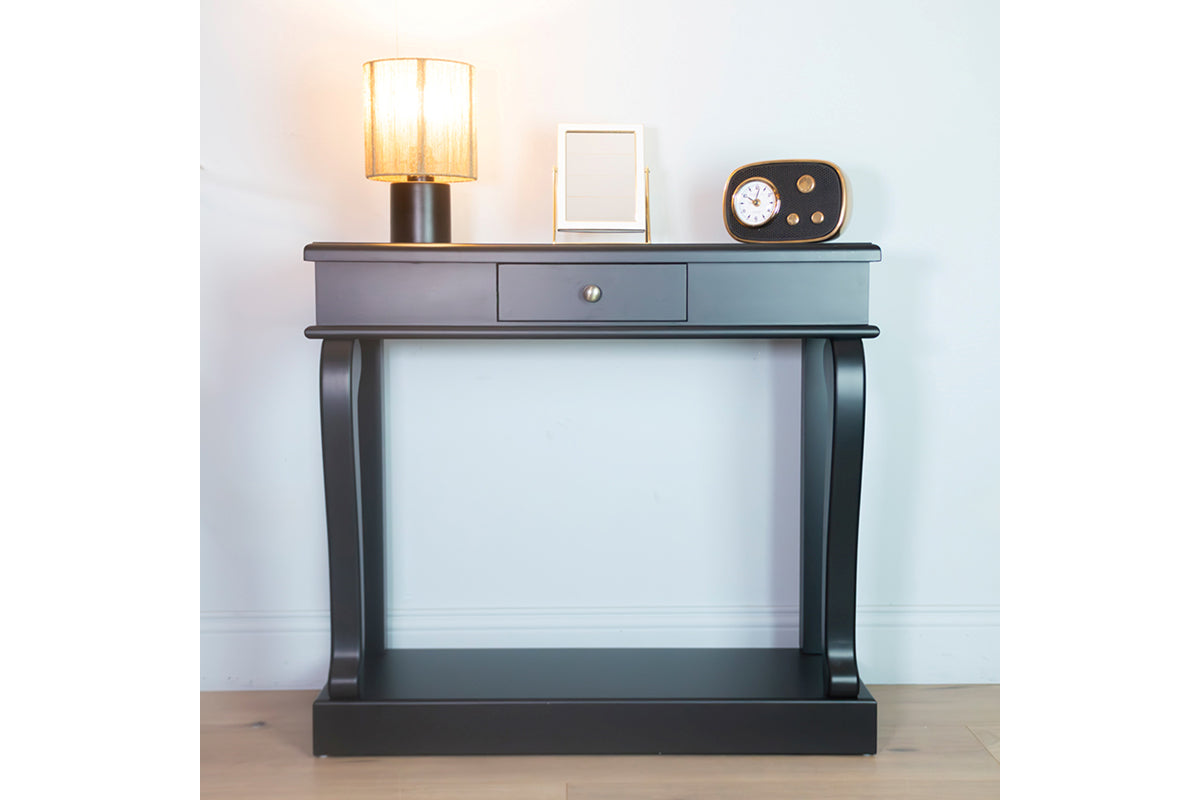 Scroll Console Table with Drawer | 90cm | Black-2