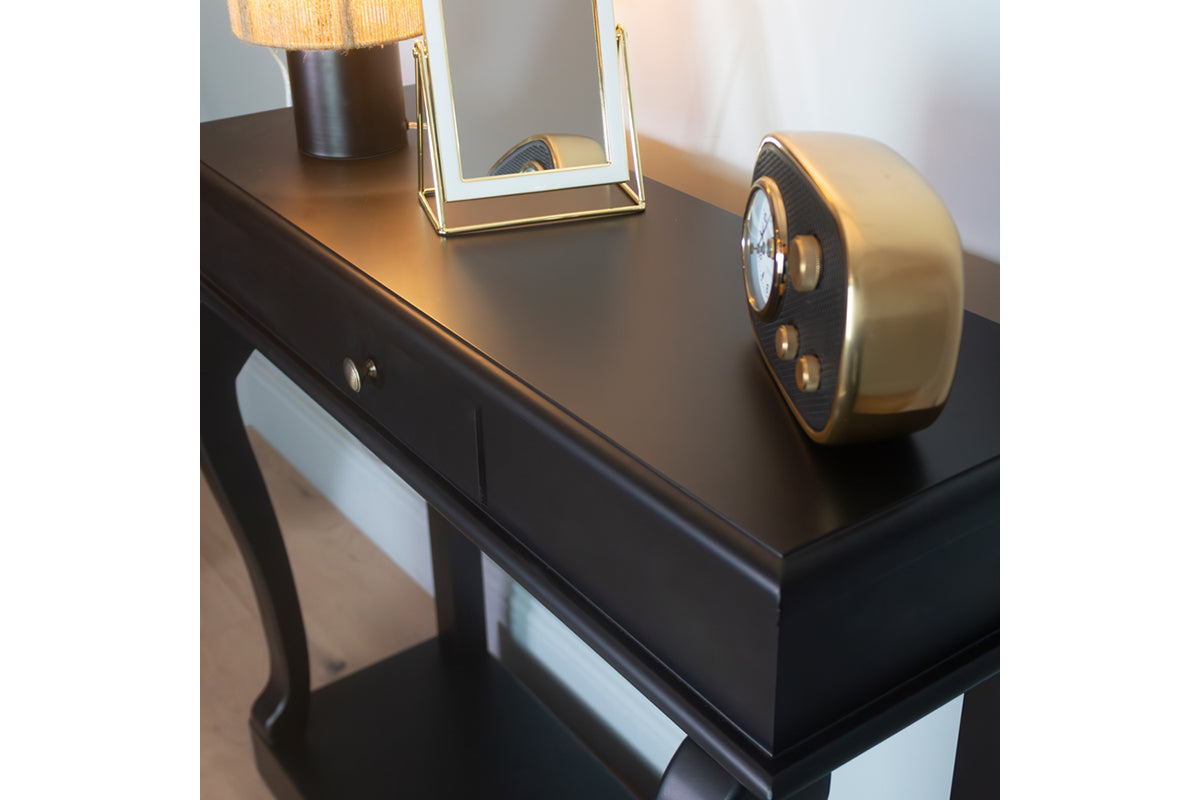 Scroll Console Table with Drawer | 90cm | Black-4