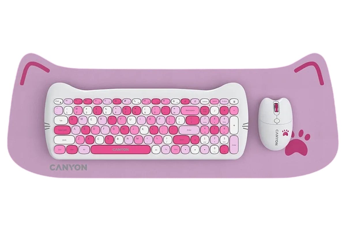 Canyon Wireless Keyboards & Mouse Combo HSET-W6 Kitty Edition | Pink