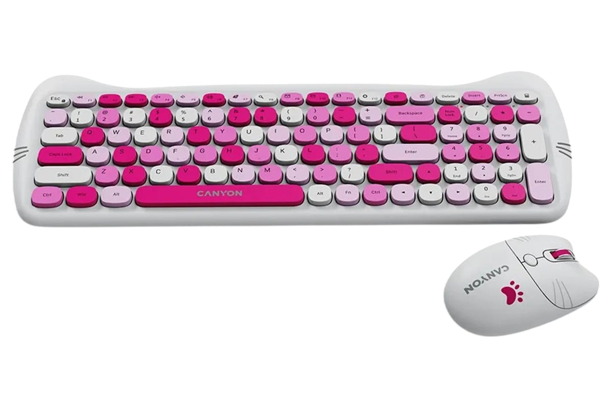 Canyon Wireless Keyboards & Mouse Combo HSET-W6 Kitty Edition | Pink-3