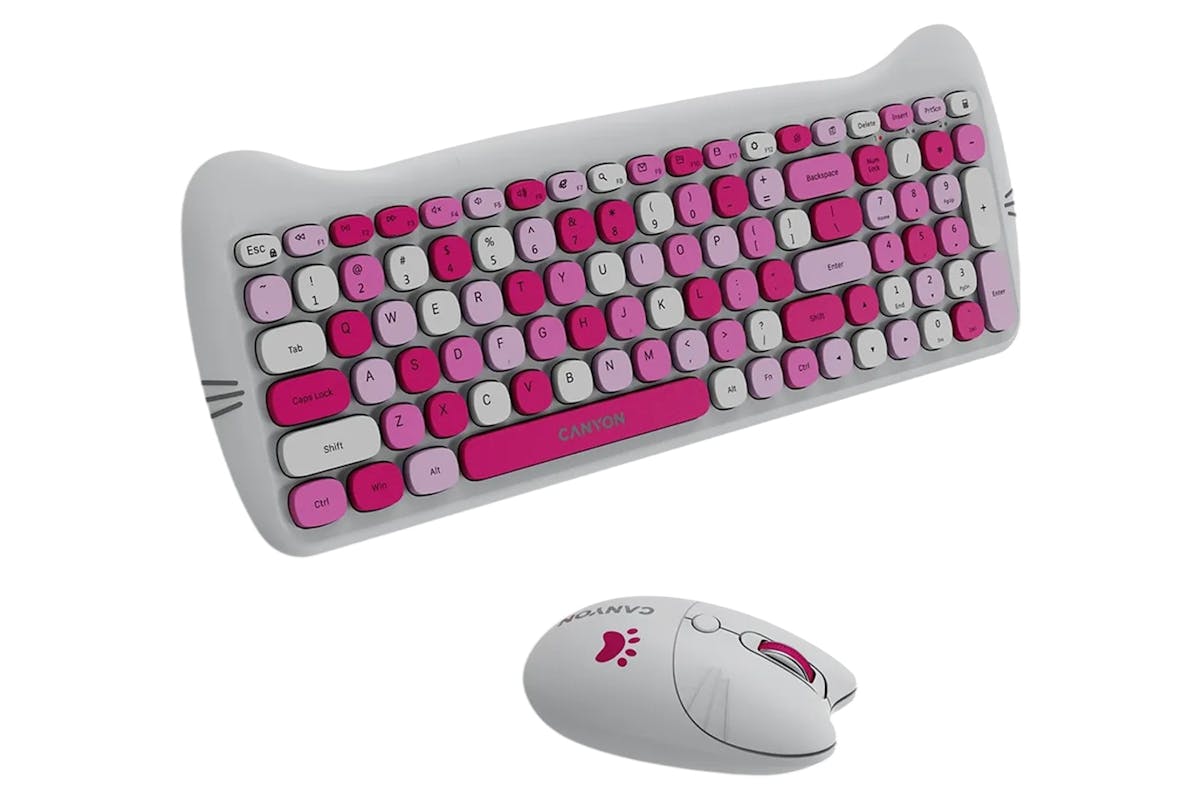Canyon Wireless Keyboards & Mouse Combo HSET-W6 Kitty Edition | Pink-4