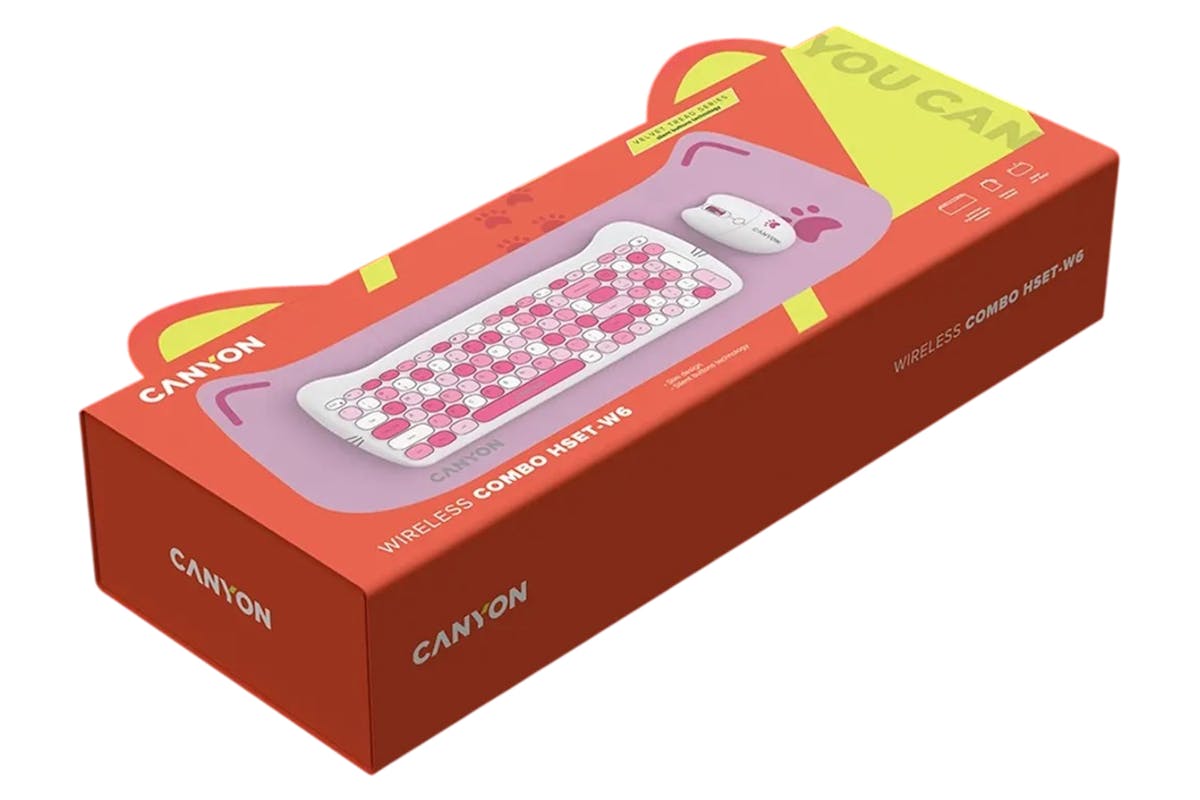 Canyon Wireless Keyboards & Mouse Combo HSET-W6 Kitty Edition | Pink-6