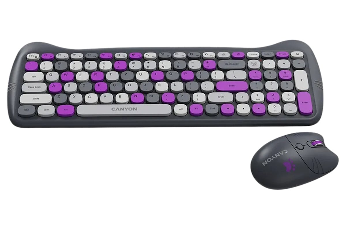 Canyon Wireless Keyboards & Mouse Combo HSET-W6 Kitty Edition | Violet-2