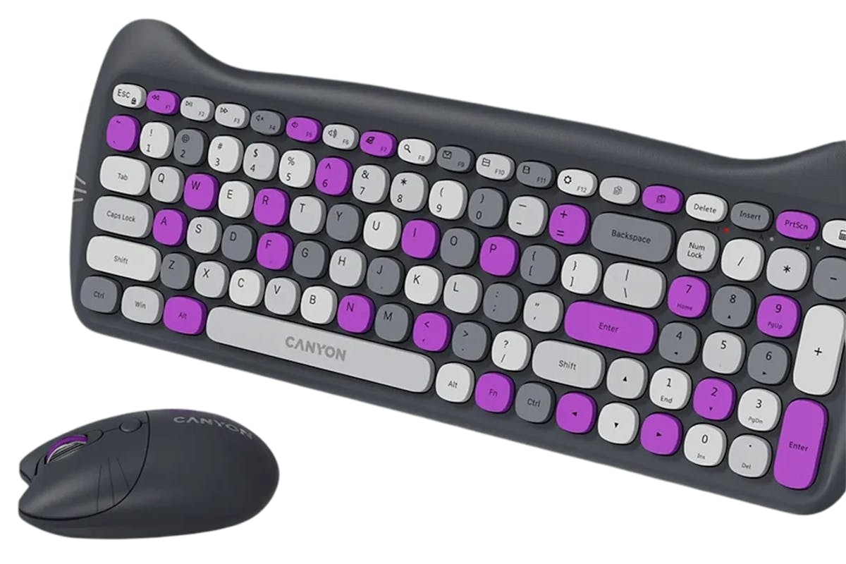 Canyon Wireless Keyboards & Mouse Combo HSET-W6 Kitty Edition | Violet-3