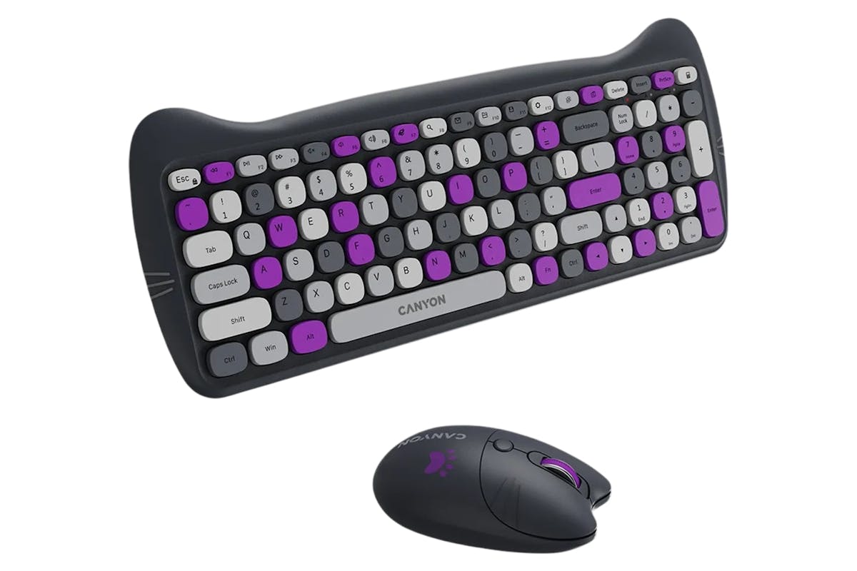 Canyon Wireless Keyboards & Mouse Combo HSET-W6 Kitty Edition | Violet-4