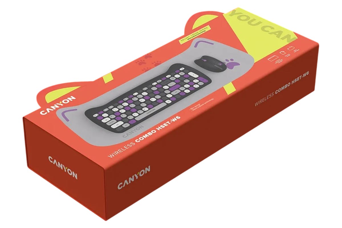 Canyon Wireless Keyboards & Mouse Combo HSET-W6 Kitty Edition | Violet-6