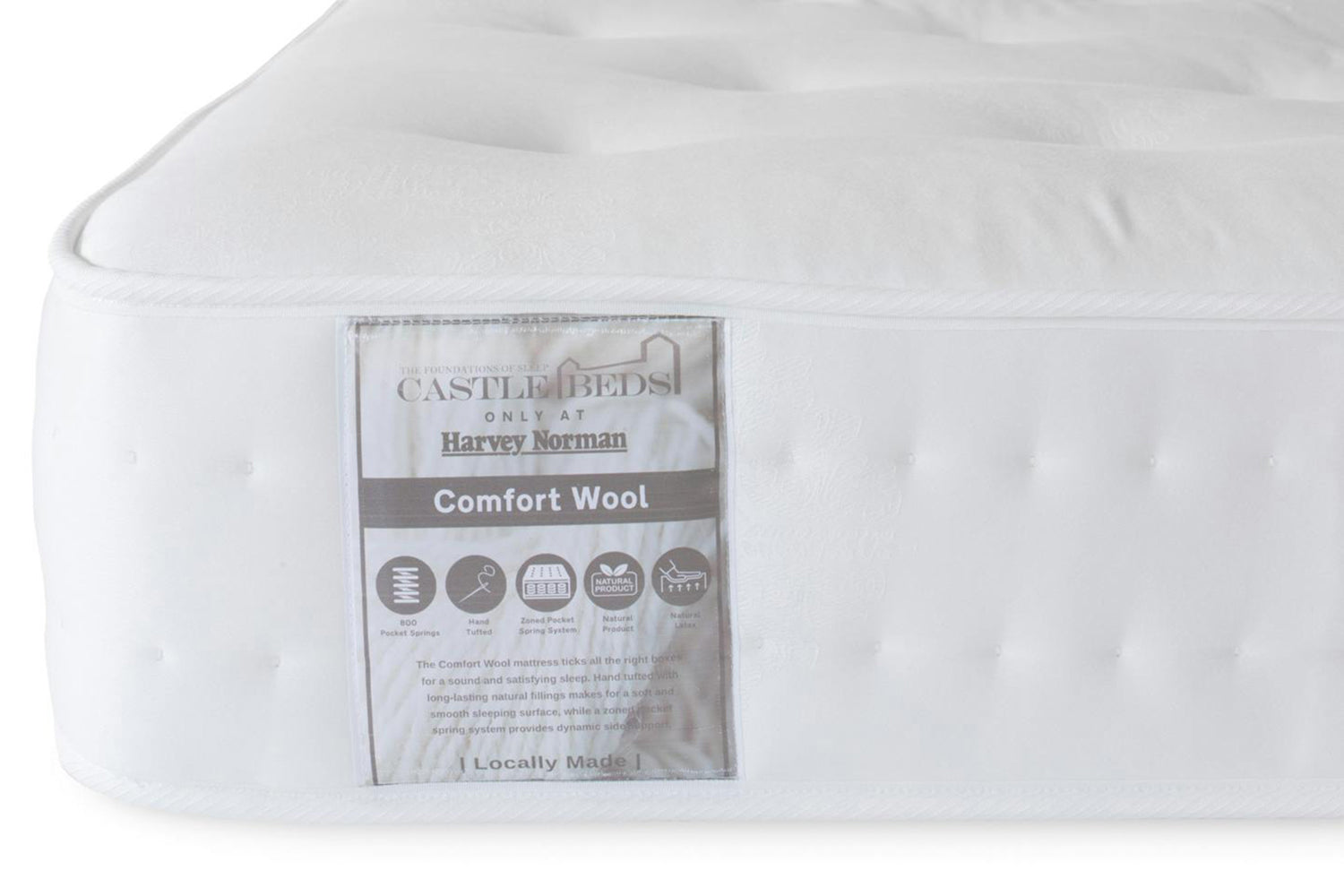 Castlebeds | Comfort Wool Mattress | Double | 4ft6-6