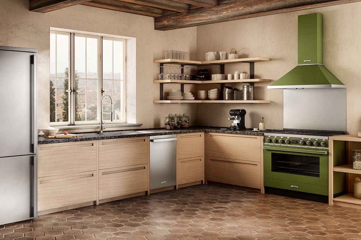 Smeg Portofino 90cm Dual Fuel Range Cooker | CPF9GPOG | Olive Green-2