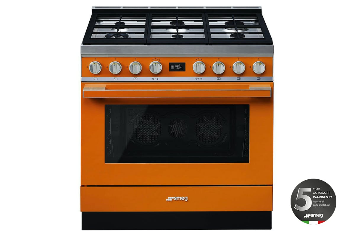 Smeg Portofino 90cm Dual Fuel Range Cooker | CPF9GPOR | Orange