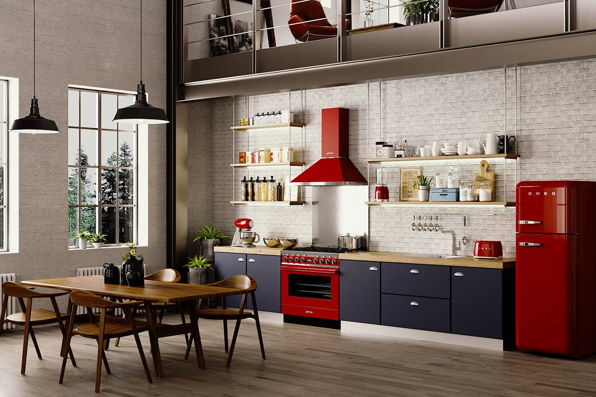 Smeg Portofino 90cm Dual Fuel Range Cooker | CPF9GPR | Red-3