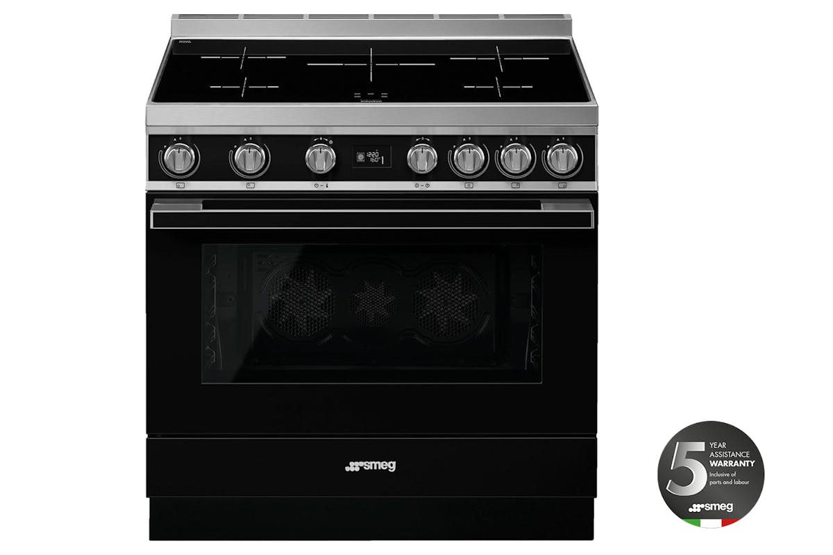 Smeg 90cm Portofino Aesthetic Electric Induction Cooker | CPF9IPBL | Black