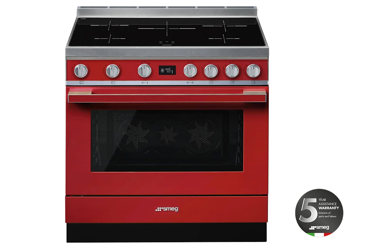 Smeg 90cm Portofino Aesthetic Electric Induction Cooker | CPF9IPR | Red