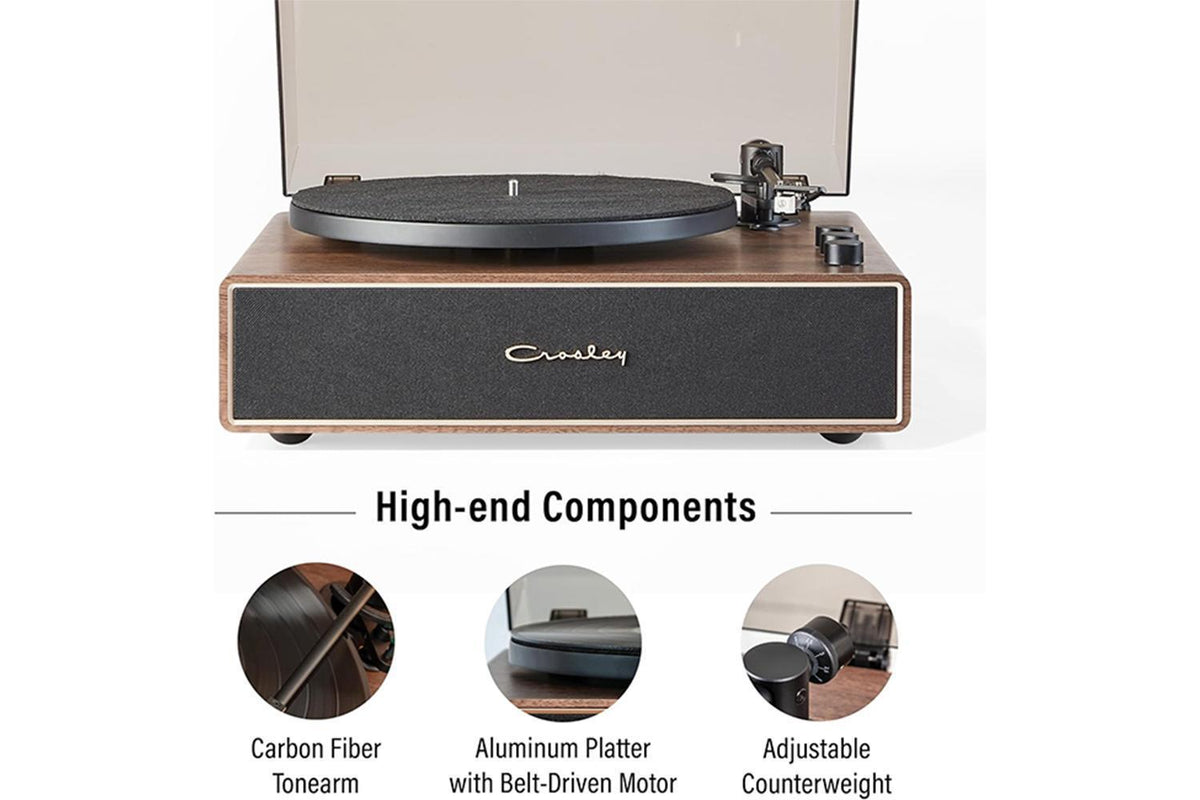 Crosley Stave Record Player Turntable | Bluetooth | Walnut | 2-Speed-2