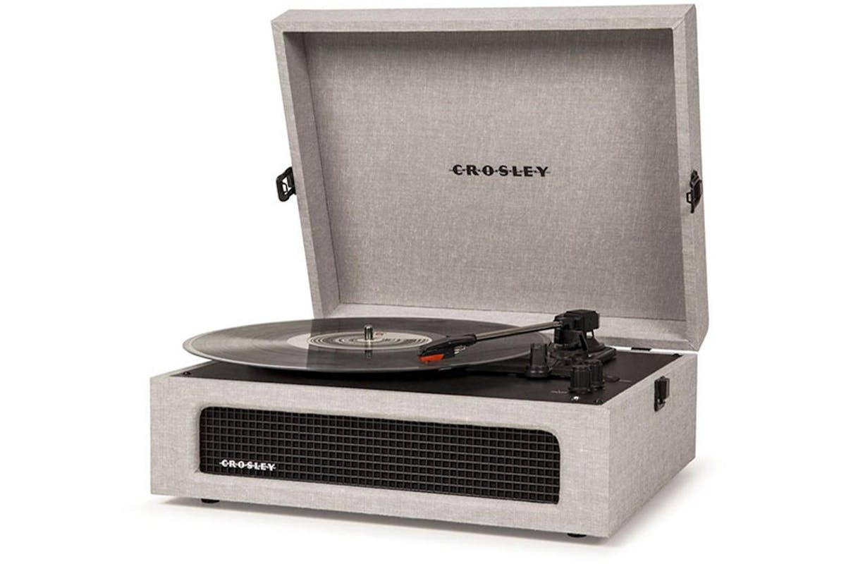 Crosley Voyager Record Player | Grey | Linen Fabric-2