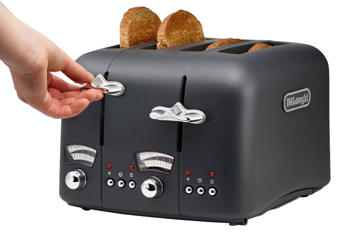 DeLonghi Argento Silva 4 Slice Toaster | CT04.GY | Tactile Grey-4